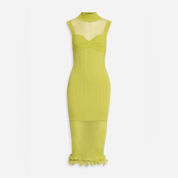 HERVÉ LÉGER Ribbed tulle and stretch-knit bodycon midi dress - Picture 3 of 5